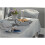 Walton & Co Hampton Stripe Tablecloth 130x180cm 100% Cotton In Denim Blue and Dove Grey 2