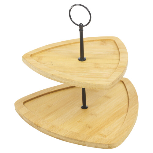(Triangle) 2 Tier Wooden Serving Display Cake Food Tray 1