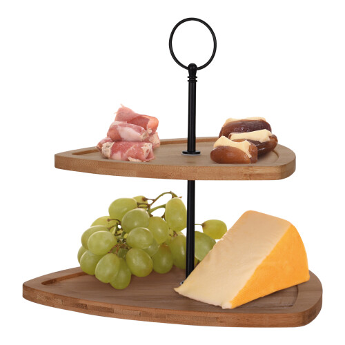 (Triangle) 2 Tier Wooden Serving Display Cake Food Tray 2