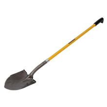 Roughneck Sharp Edge Round Shovel 68-044 - Long Fibreglass Handle, Serrated Blade for Roots & Deep Digging