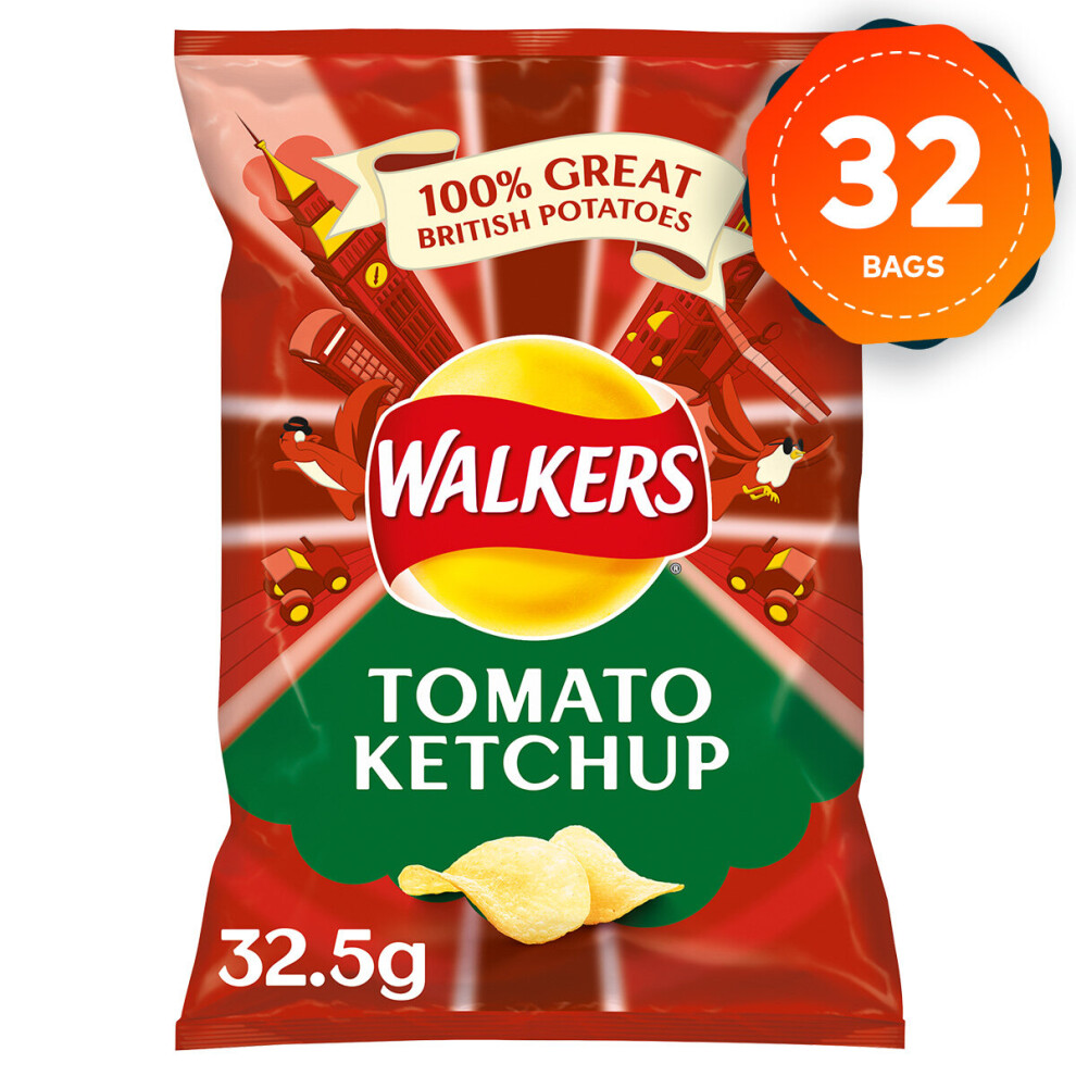 32 x Walkers Crisps Box Tomato Ketchup 32.5g