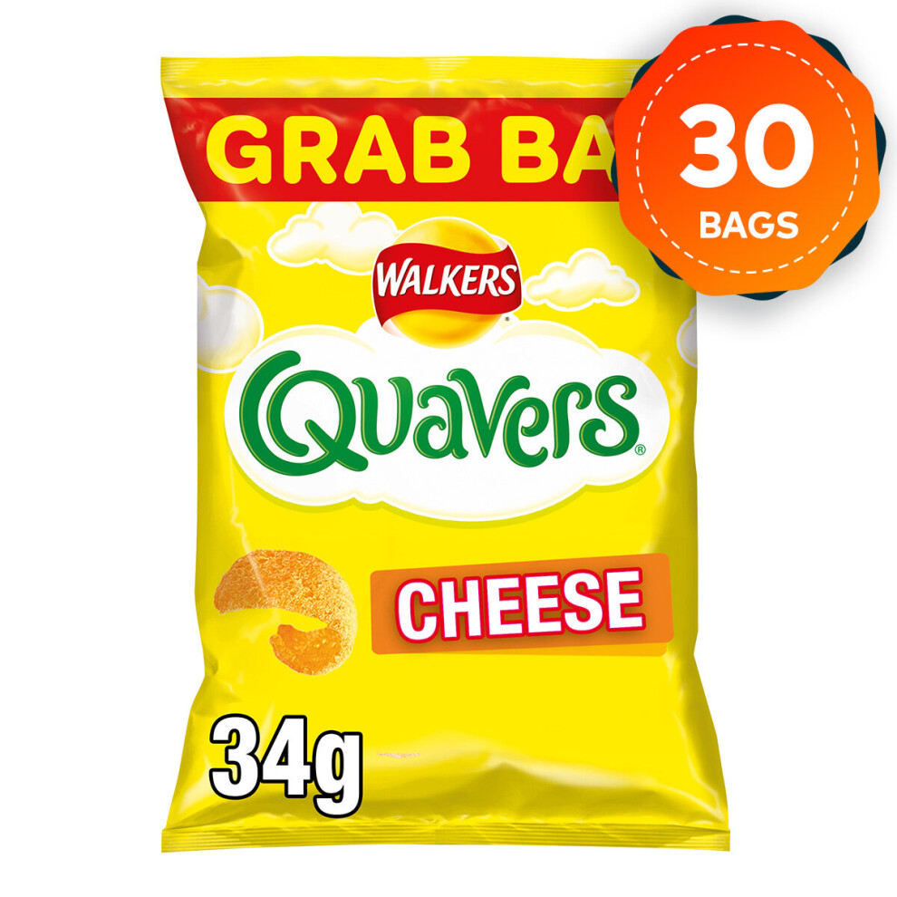 30 x Walkers Crisps Quavers Cheese Snacks 34g Suitable for Vegetarians