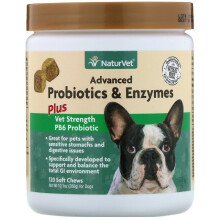NaturVet, Avancerade Probiotika & Enzymer, + Veterinärstark PB6 Probiotik, För Hundar, 120 Myggläsk, 10,1 oz (288 g)