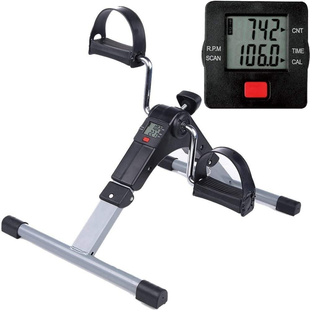 Triclicks Folding Mini Exercise Bike Arm Leg Pedal Exerciser Fitness Cycling With Lcd Monitor Black