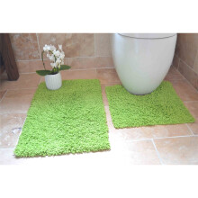 Cotton Twist Lime Green 100% Cotton Luxury 2-Piece Bath Mat & Pedestal Set (50x80cm + 50x50cm)