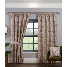 Tegola Pencil Pleat Curtain Pair Taped Top Ready Made Curtains Latte 46x90"
