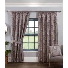 Tegola Pencil Pleat Curtain Pair Taped Top Ready Made Curtains Charcoal 46x90"