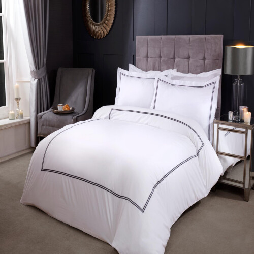 Emma Barclay Mayfair Duvet Set King Bed Graphite, Cotton | 50% Polyester
