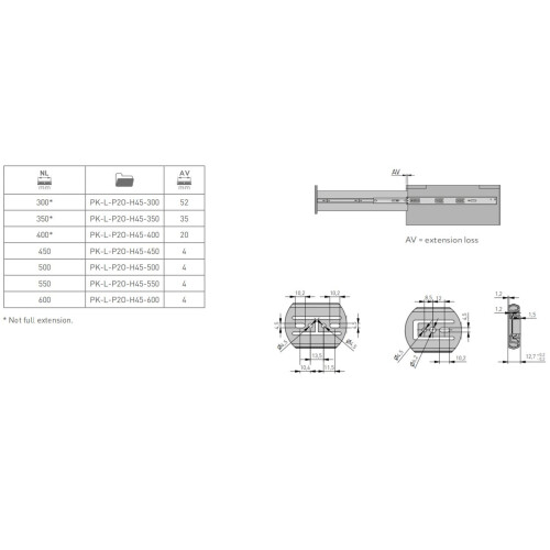 GTV (600mm) Push to Open with Soft Close-Ball Bearing Runners 2