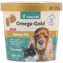 NaturVet, Omega-Gold Essential Fatty Acids + Rybí olej, Pre ľudí a zvieratá, 90 měkkých kůr, 9 oz (256 g)