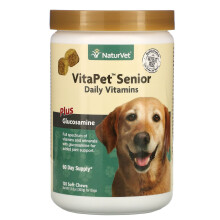 NaturVet, VitaPet Senior, Vitamine zilnice + Glucosamină, Pentru câini, 120 Chews moi, 12.6 oz (360 g)