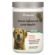 NaturVet, Sănătate Avansată a Artrozei + Colagen și Turmeric, Pentru Câini, 120 Chews Moale, 12,6 oz (360 g)