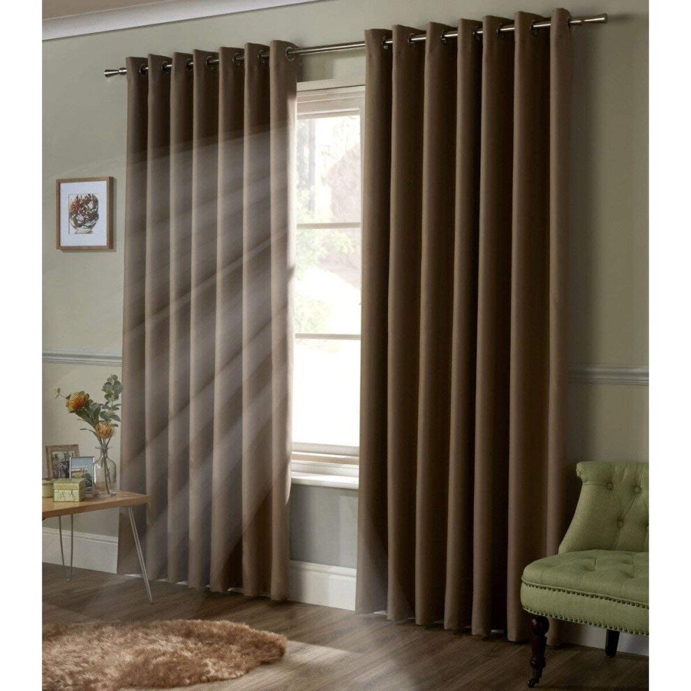 Alan Symonds Blackout Curtains Eyelet Ring Top Ready Made, Polyester, Beige, 66 x 54-image-OPC-P7CGTRK-NEW