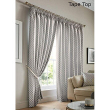 Alan Symonds Jacquard Curtains Pencil Pleat Taped Heading Fully Lined Ready Made, Polyester, Silver, 46 x 54