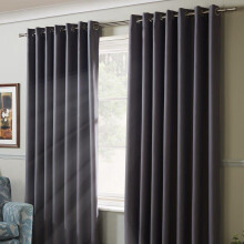 Alan Symonds Blackout Curtains Eyelet Ring Top, Polyester, Silver, 46 x 72