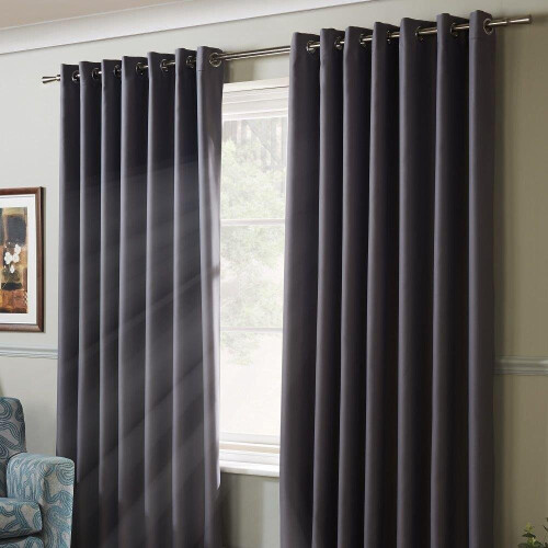 Alan Symonds Blackout Curtains Eyelet Ring Top, Polyester, Silver, 46 x 72
