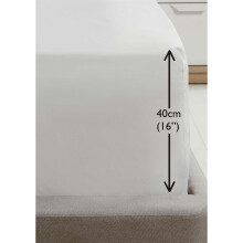 Rapport Luxury Super Soft Percale Plain 16" Deep Fitted Sheet Double White Fitted Sheet