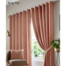 Alan Symonds Jacquard Curtains Pencil Pleat Taped Heading Fully Lined, Polyester, Orange, 46 x 54