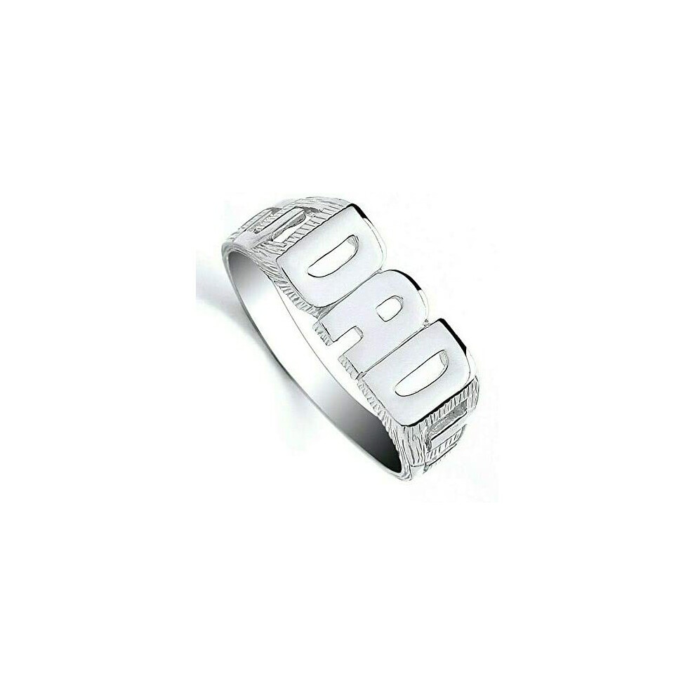 (T) Sterling Silver DAD Ring 925 Hallmark British Made Fathers Day