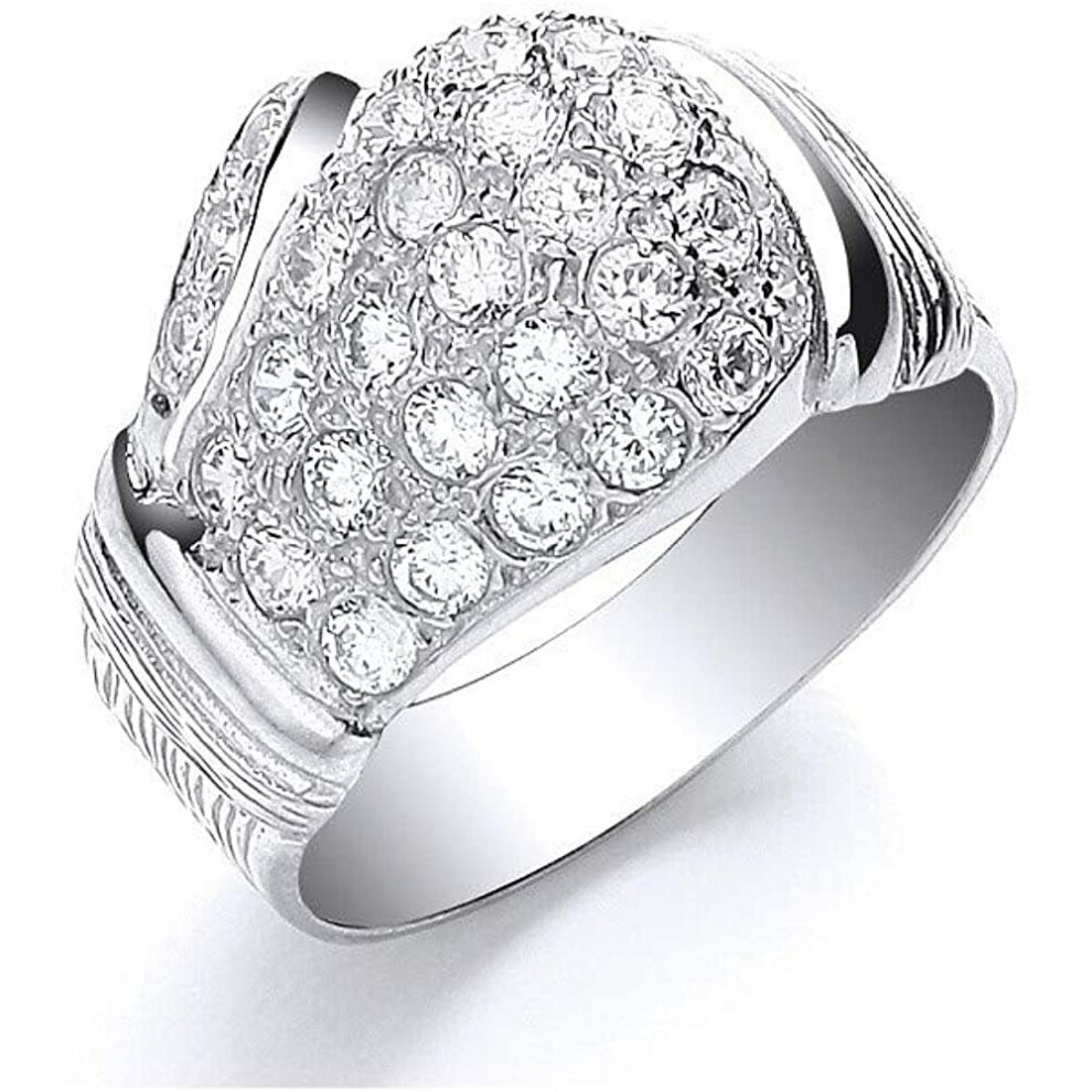 (X) Boxing Glove Gents Ring Men's Solid Sterling Silver With Gemstones 925 Hallmark