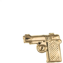Men's Pistol Gun Earring 9ct Yellow Gold Gents Stud