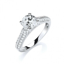 (J) One Carat Solitaire Ring Solid Silver 925 Hallmarked Dazzling Engagement J Jaz