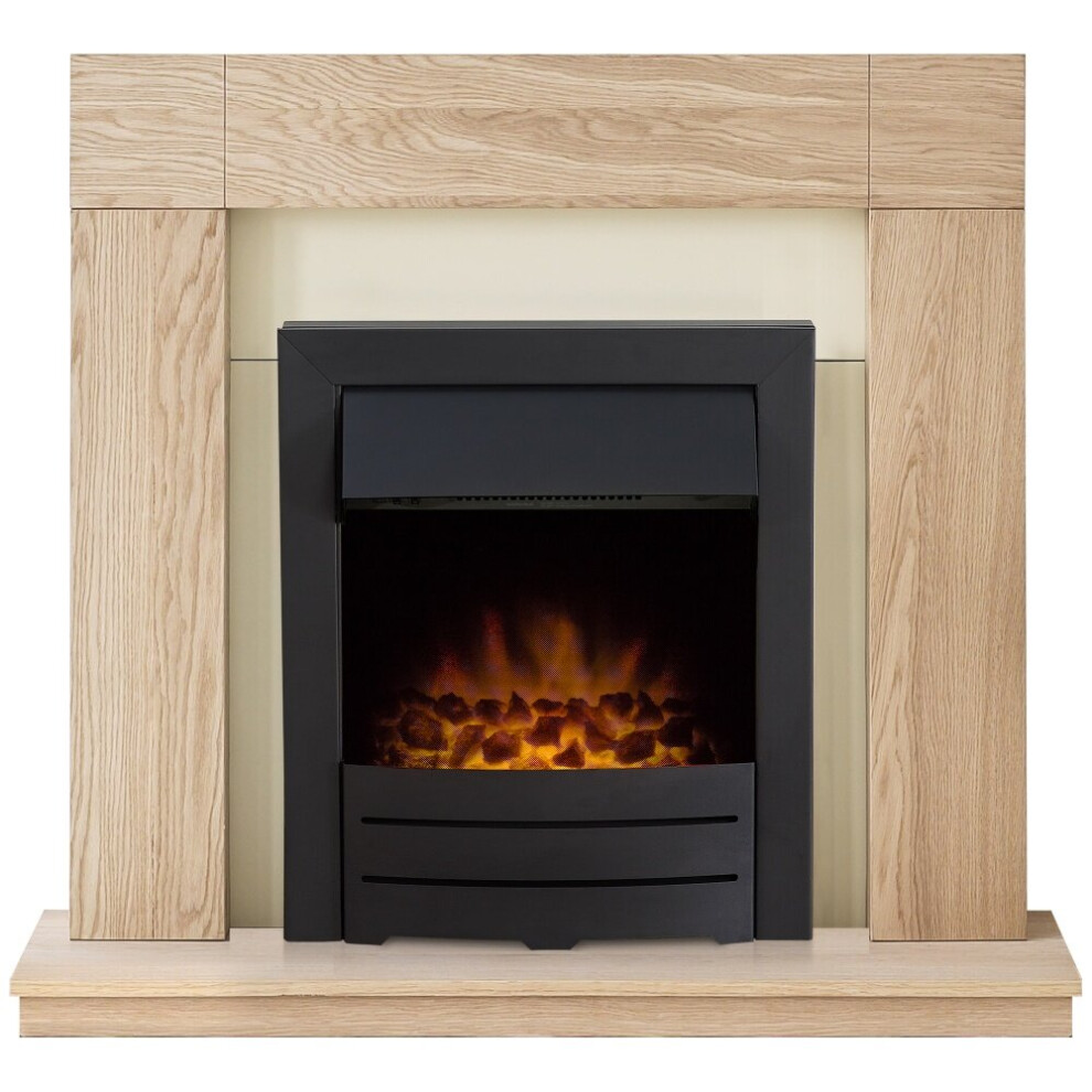 Adam Malmo in Oak & Black/Cream with Colorado Electric Fire in Black, 39 Inch