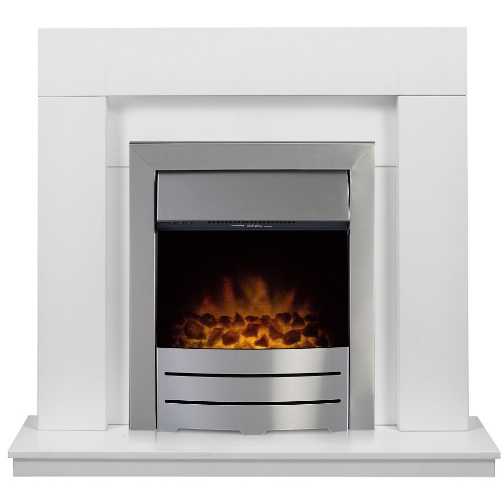 Adam Malmo in Pure White & Black/Pure White with Colorado Electric Fire in Brushed Steel, 39 Inch