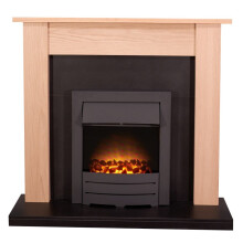 Adam Southwold Fireplace in Oak & Black with Colorado Electric Fire in Black, 43 Inch