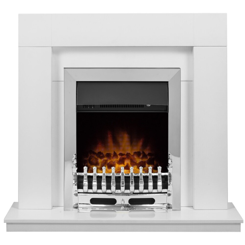 Adam Malmo in Pure White & Black/Pure White with Blenheim Electric Fire in Chrome, 39 Inch