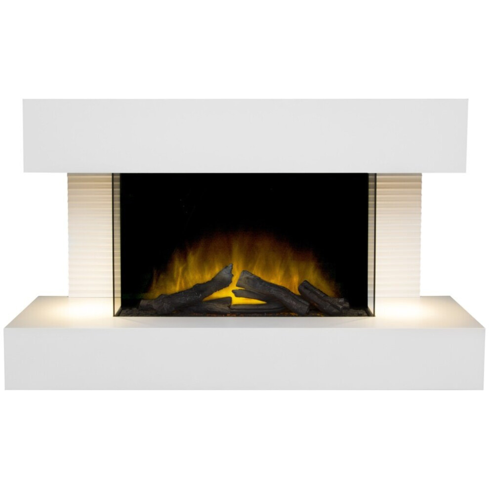 Adam Altair Wall Mounted Electric Fire Suite with Downlights & Remote Control in Pure White