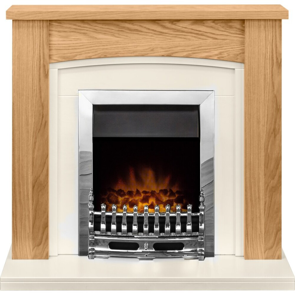 Adam Chilton Fireplace Suite in Oak with Blenheim Electric Fire in Chrome, 39 Inch