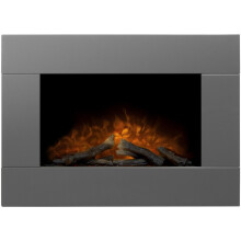 Adam Carina Electric Wall Mounted Fire with Logs & Remote Control in Satin Grey, 32 Inch - Refurbished