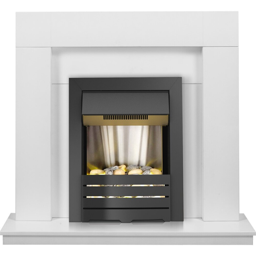 Adam Malmo in Pure White & Black/Pure White with Helios Electric Fire in Black, 39 Inch