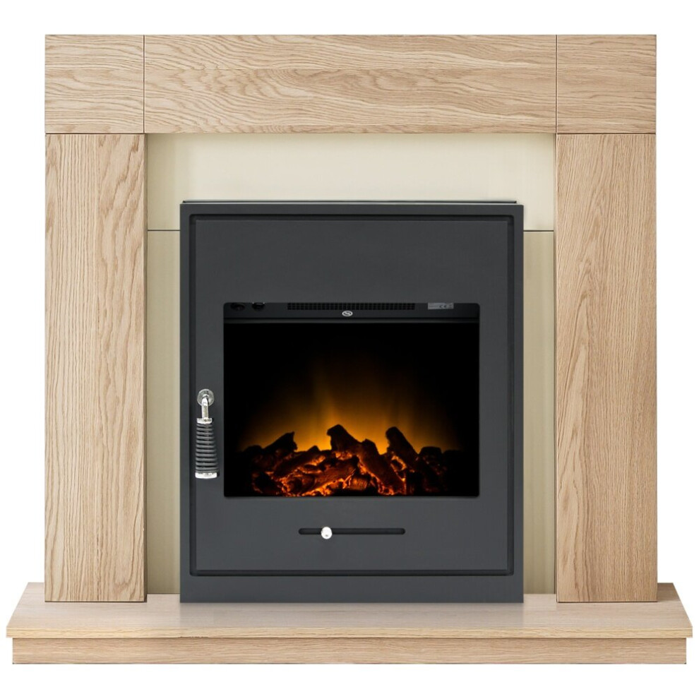 Adam Malmo in Oak & Black/Cream with Oslo Inset Electric Stove in Black, 39 Inch