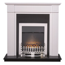 Adam Georgian Fireplace in Pure White/Black with Blenheim Electric Fire in Chrome, 39 Inch