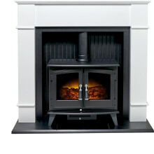 Adam Oxford Stove Suite in Pure White with Woodhouse Electric Stove, 48 Inch - Refurbished