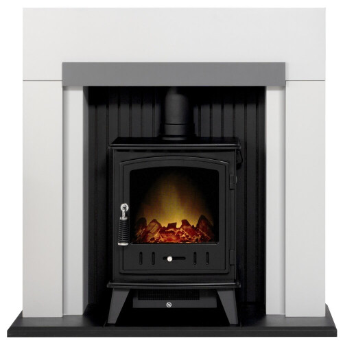Adam Huxley In Pure White & Grey With Dorset Electric Stove In White 39 Inch - View #2