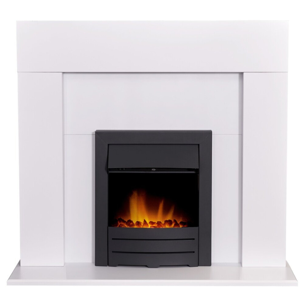 Adam Miami Fireplace in Pure White with Colorado Electric Fire in Black, 48 Inch