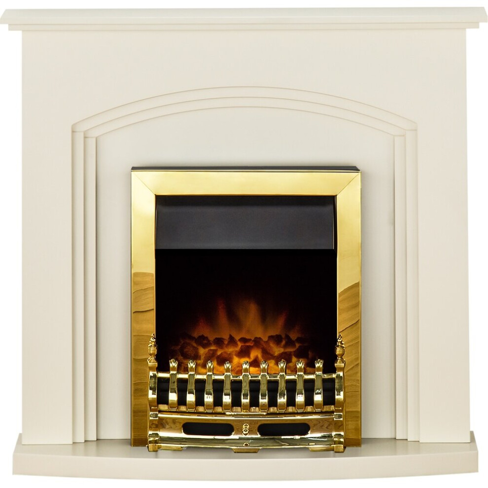 Adam Truro Fireplace Suite in Cream with Blenheim Electric Fire in Brass, 41 Inch