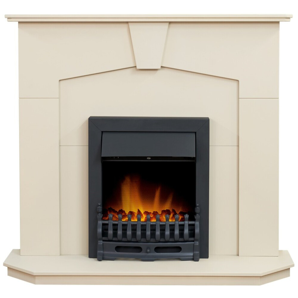 Adam Abbey Fireplace In Stone Effect With Blenheim Electric Fire In 48 Inch Black
