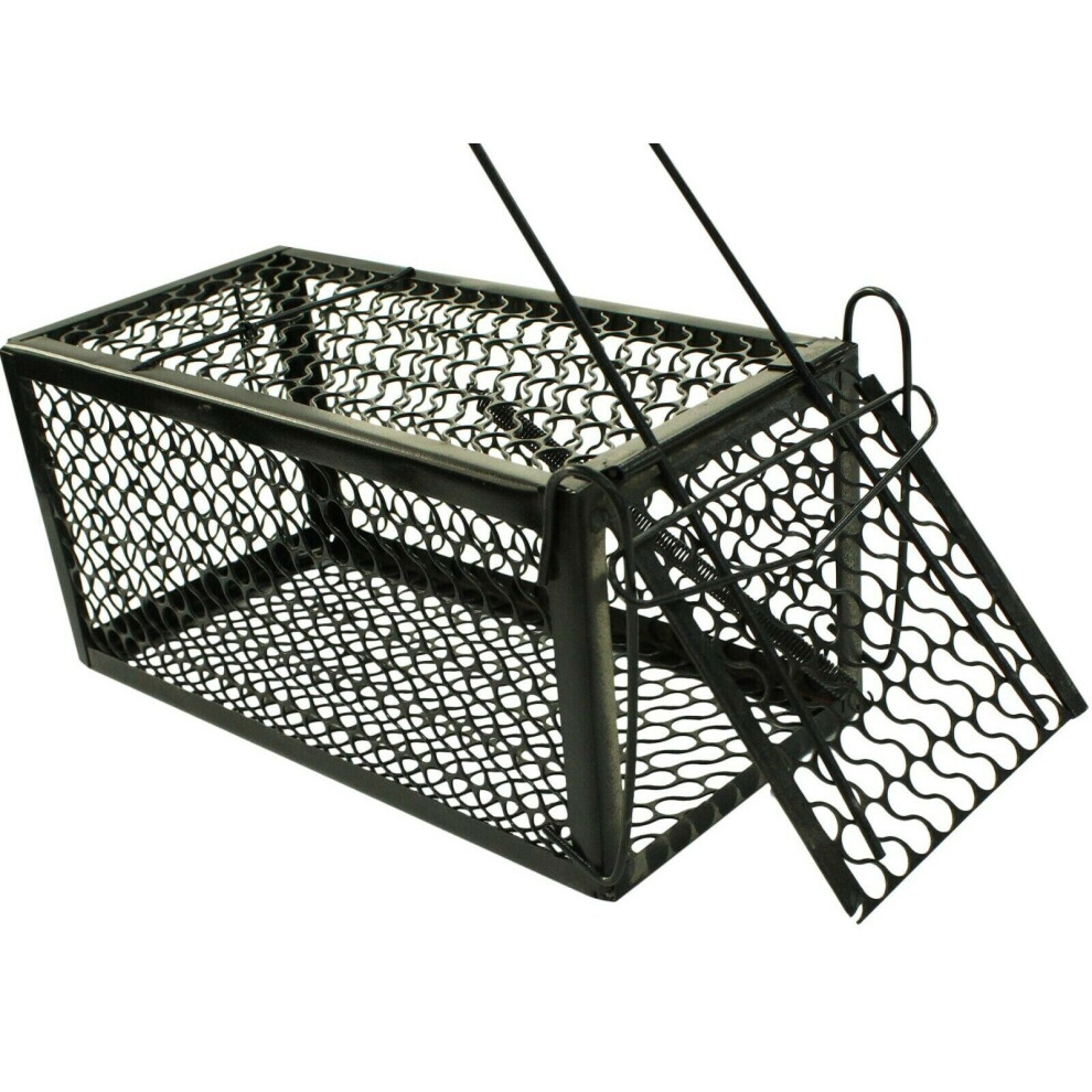 Rat Trap Metal Cage Live Mouse Trap Cage Indoor Outdoor Spring Release Door