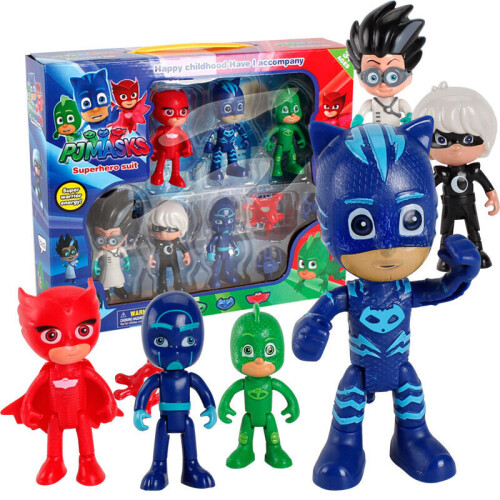 (6 PCS Pj Masks Toys) 6Pcs Owlette Gekko Cloak Máscara Acción Figura Toy