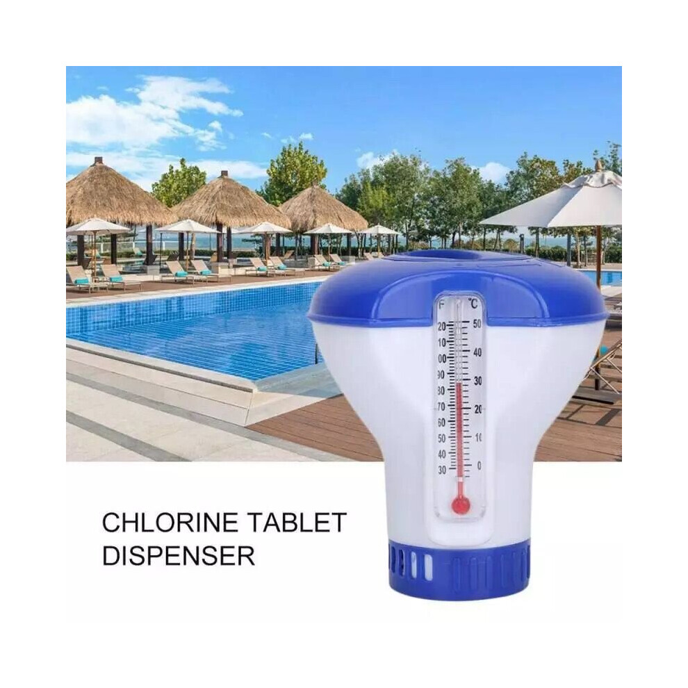 Floating Swimming Pool Chlorine Dispenser Chemical Thermometer Automatic Dosing Device