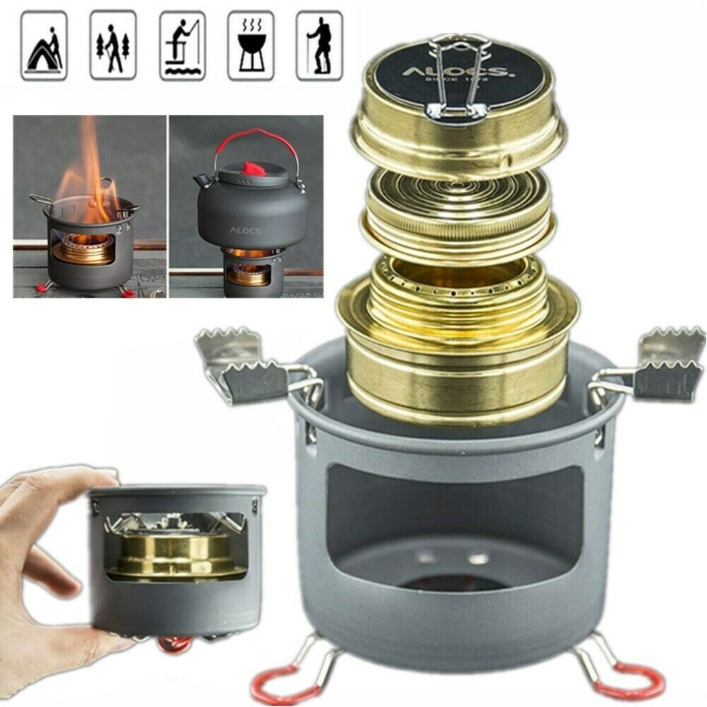 Backpacking Camping Hiking Outdoor Mini Spirit Burner Alcohol Stove w/ Stand Kit-image-OPC-P7CHYB6-NEW