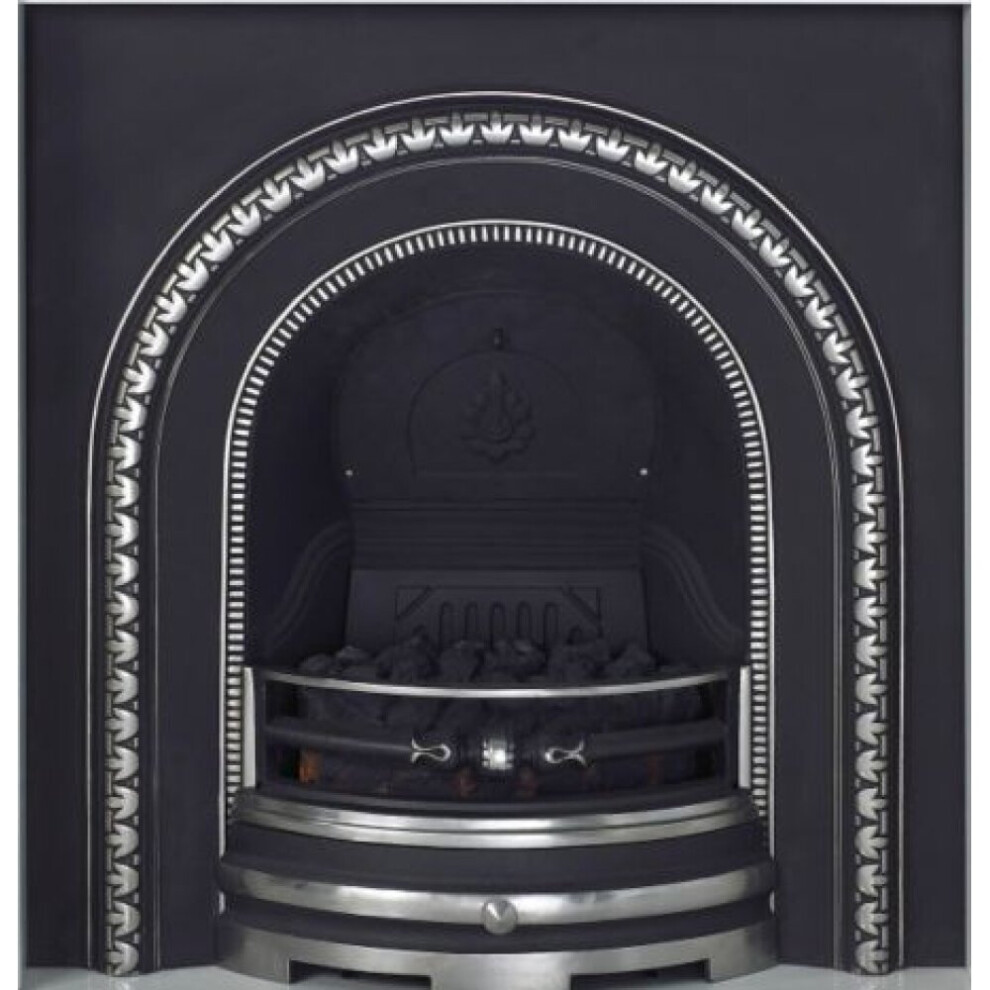 Bedford Back Panel with Fret, Flap and Ashpan Cover in Cast Iron, 37 Inch