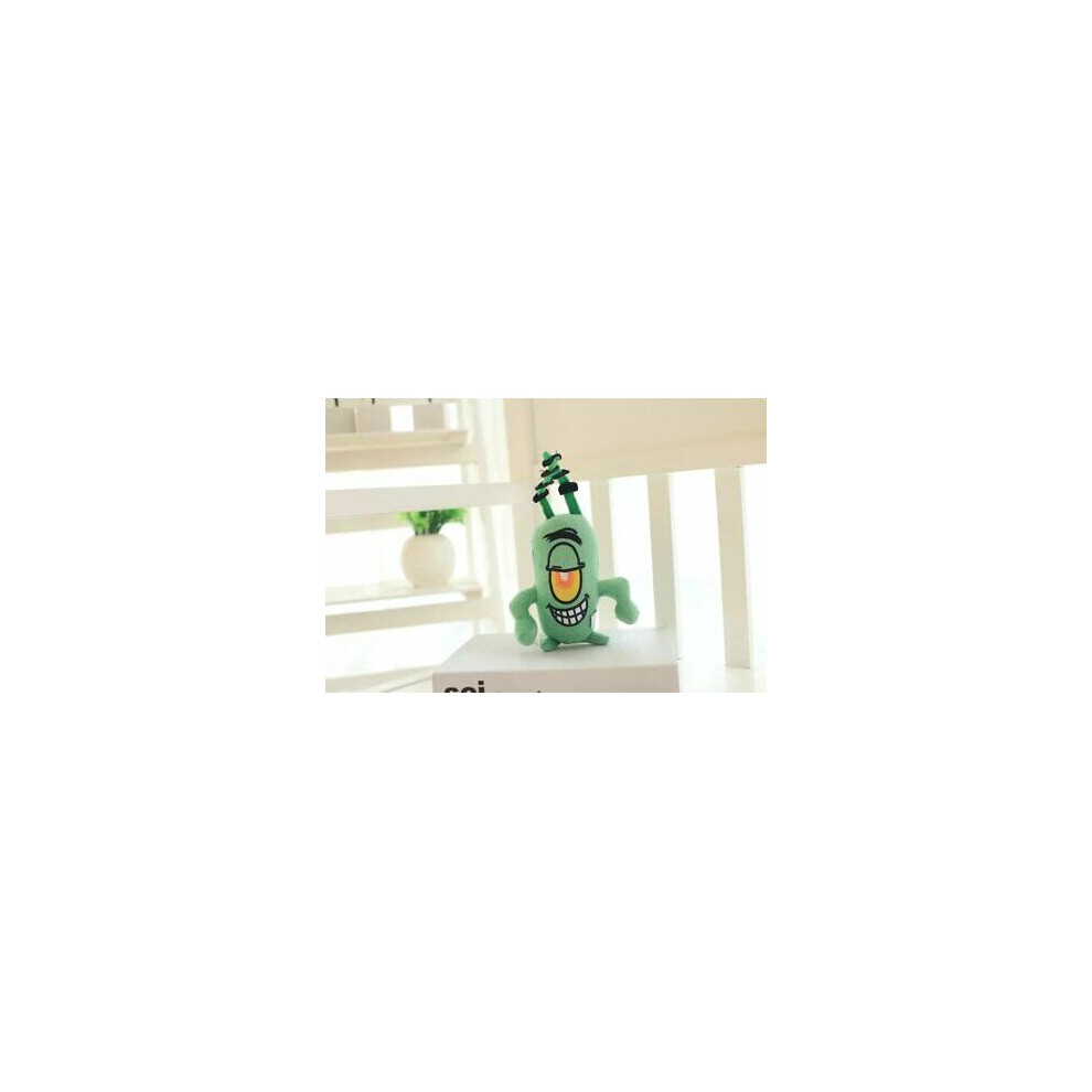 (Plankton Sheldon-20cm) 6pcs SpongeBob Patrick Star Plush Toys Kids Gift