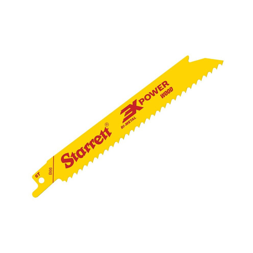 Starrett B66-5 Bi-Metal Reciprocating Blade, Wood Straight 152mm 6 TPI (Pack 5)