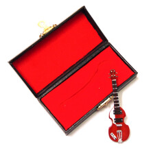 1:12 Scale Maroon Guitar & Black Case Tumdee Dolls House Instrument 561