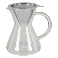 Contemporary Coffee Pot 400ml, Borosilicate Glass Coffee Pot For Breakfast, Stainless Steel Coffee Pot